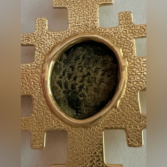 14k Gold Ancient Widow’s Mite coin pendant holy land Jerusalem BCE - Picture 10 of 14